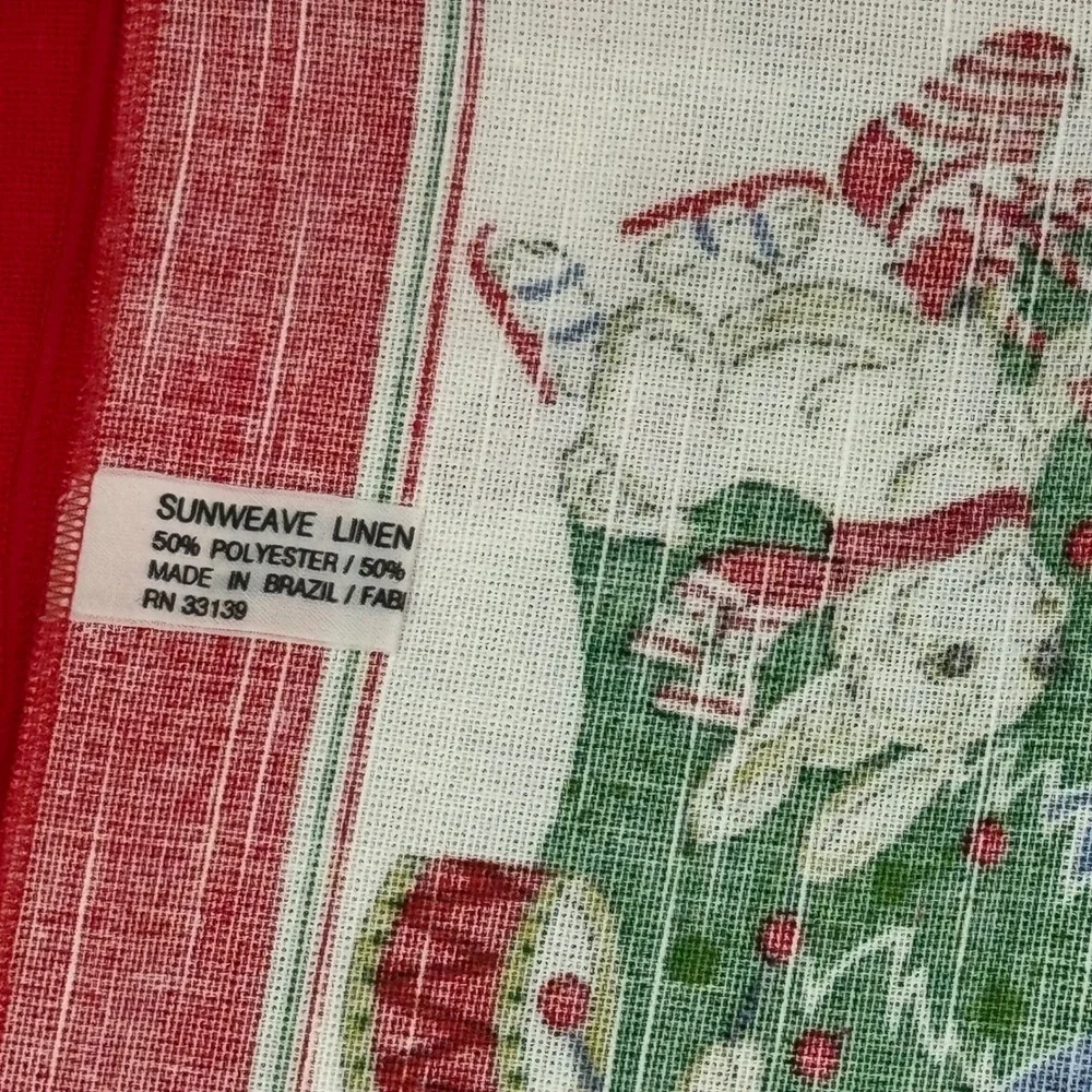 Sunweave Linen Christmas Napkins Set 4 Skating Animals Cats Bunnies Geese Red
